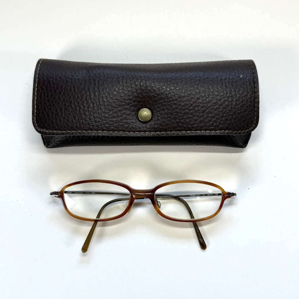 CALVIN KLEIN 814 085 Eyeglasses Frame Only 48-16-130 Brown Oval Made Italy Case